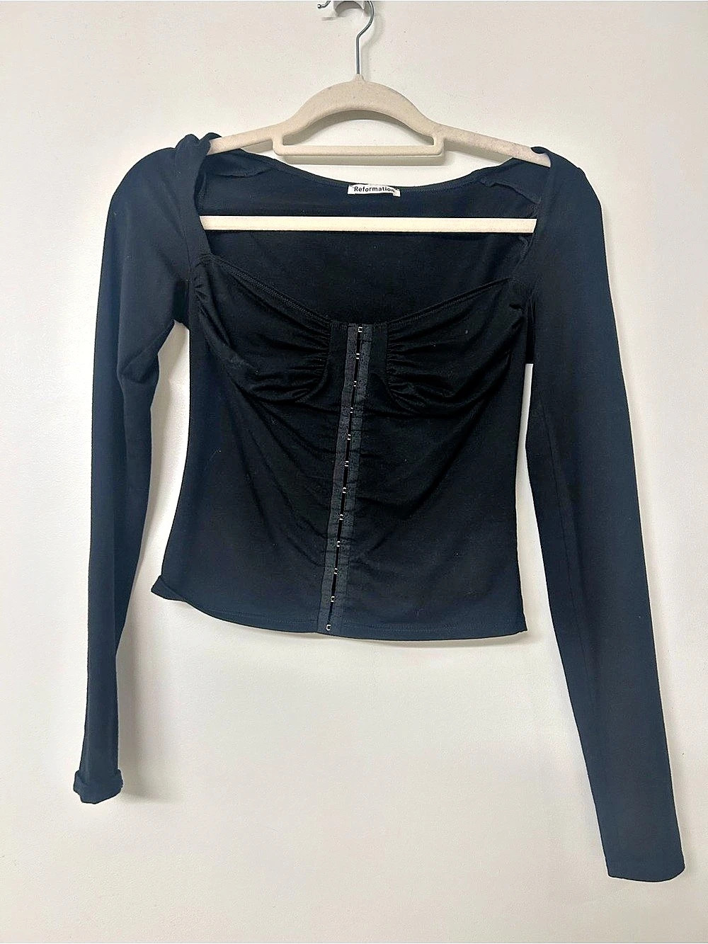 Reformation Lime Top Black Long Sleeve